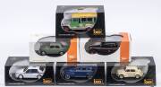 IXO: group of model cars including 1959 Volga GAZ M21 (CLC032) - blue; and, 1978 Lamborghini Countach LP400S (CLC025) - black; and, 1985 Austin FX4 London Taxi (CLC026) - yellow. All mint in original perspex display case. (25 items)