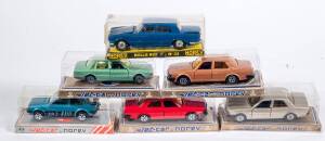 NOREV:group of model cars including Ford Escort (892); and, Alfa 6 (888); and, Peugeot 505 (889). Most mint in original cardboard packaging. (25 items approx.)