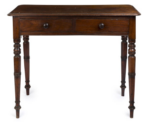 An early Colonial hall table with two drawers, cedar, circa 1830 full cedar construction with finely turned legs