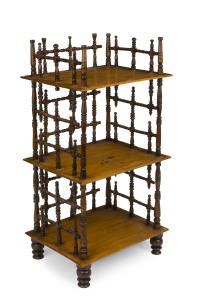 An unusual wotnot open bookshelves, kauri pine and cedar, South Australian origin 19th century