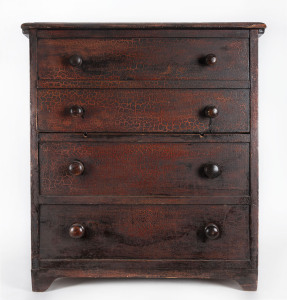 A rustic commode bedside cabinet, stained pine with nice crackled finish, 19th century73cm high, 65cm wide, 47cm deep