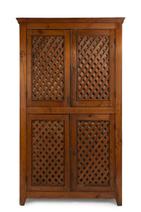 A pantry cupboard, Baltic pine and red pine, South Australian origin, 19th century unusual lattice front doors