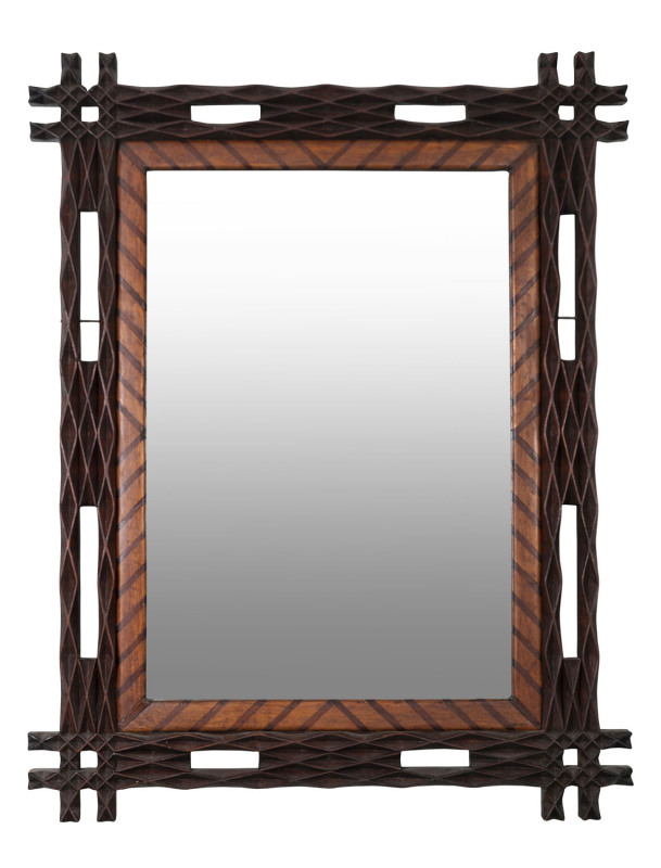 An impressive Australian folk art mirror, cedar and pine, 19th century