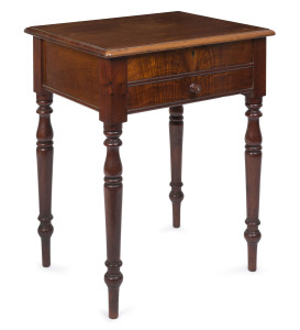 A fine specimen table, fiddleback blackwood, cedar and huon pine, Tasmanian origin, circa 1855 drawers fitted with compartments in huon pine with blackwood trim