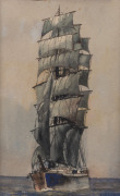 ALEXANDER KERR (1875-1950), Clipper ship watercolour on paper signed lower right ALEX'd KERR fiddleback blackwood frame - 2