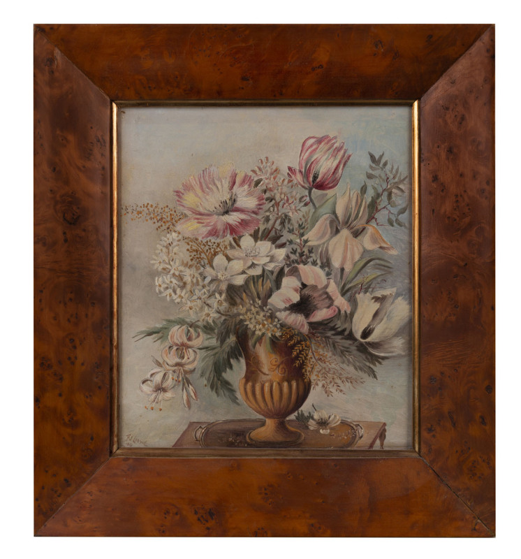 F.J. LLOYD (1874-1956) Floral still life oil on card signed lower left F J Lloyd 49