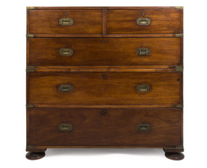 A Colonial campaign chest, cedar and pine with brass fittings, 19th century