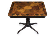 An Exhibition top occasional table, 19th century inlaid exotic specimen timbers , crab leg pedestal base - 2