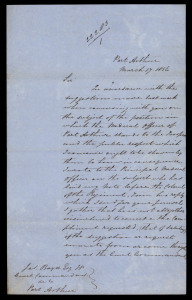 A PETITION FROM THE MEDICAL OFFICER AT PORT ARTHUR: March 1856 mss letter from Thomas BROWNELL, Medical Superintendent at Port Arthur,