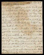 Elizabeth Cheatham - sentenced to death; transported for life: 5 November 1833 mss letter (2pp) written to her parents from the Chester City Gaol where she was being held pending removal to the hulks prior to transportation. - 2