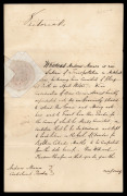 A CONDITIONAL PARDON signed by QUEEN VICTORIA: Andrew Munro, "now under Sentence of Transportation in Millbank Prison, he having been convicted of felony at Perth in April 1846…" is the beneficiary