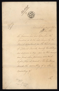 THE COST OF KEEPING A CONVICT: 10 June 1856 mss letter from the Colonial Secretary's Office at Hobart