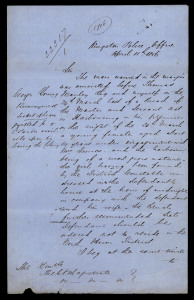 PLEASE REVOKE THIS TICKET-OF-LEAVE: 11 April 1856 mss report to the Chief Magistrate written from Kingston Police Office