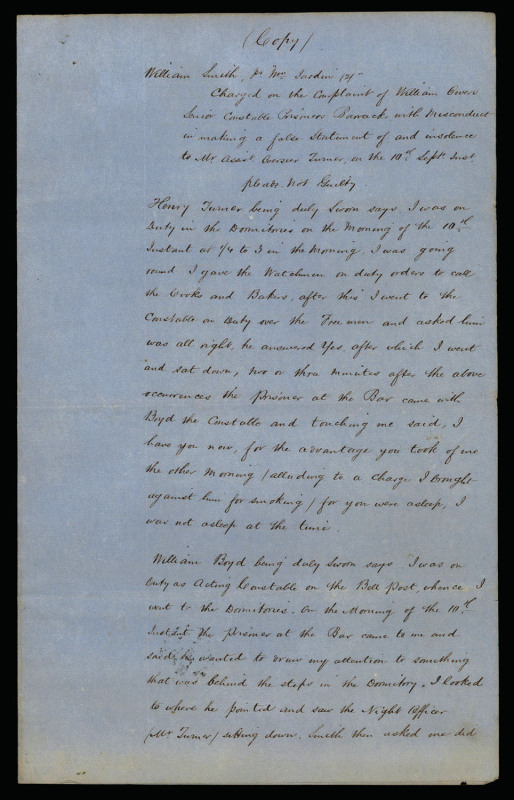 WILLIAM SMITH - ARRIVED ABOARD "WILLIAM JARDINE" in November 1844; sentenced to 7 years Transportation.