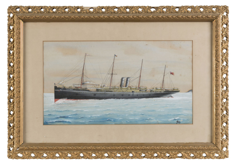 ARTIST UNKNOWN S.S. Britannia watercolour on paper initialed lower right "N.D."