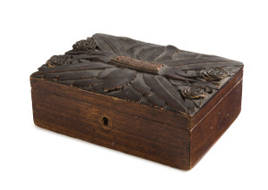 An Australian sewing box decorated with gum leaves and floral motif and named to "FLORENCE", late 19th century