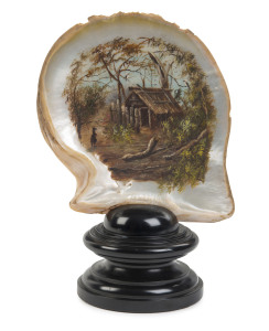 ALFRED WILLIAM EUSTACE (1820-1907), (attributed) Bush scene oil on pearl shell