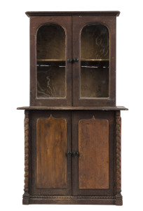 Apprentice bookcase, Australian cedar and pine, circa 1875 full cabinet maker construction with nice attention to details finish worn and untouched