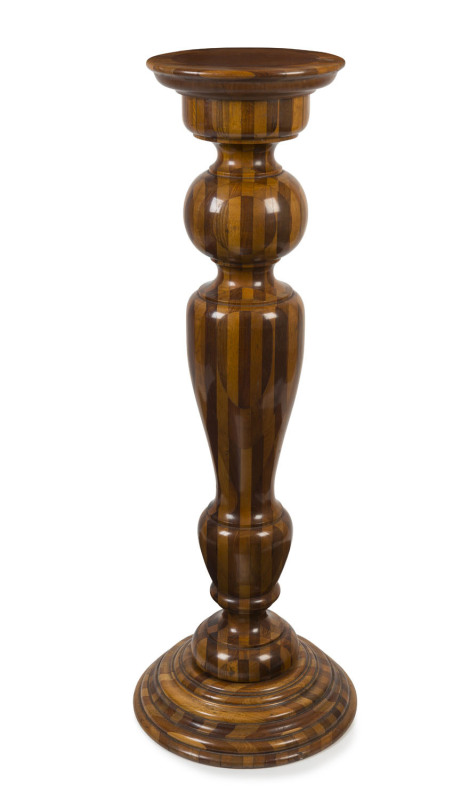 An Australian specimen wood pedestal, cedar, blackwood, pine, Queensland maple and Tasmanian oak, 19th century