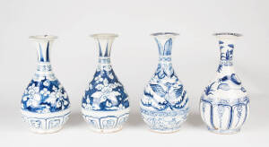 Four Ming style blue and white bottle vases