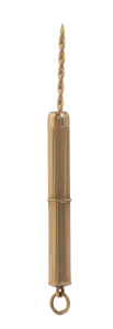 A 9ct gold pocket toothpick, 19th century