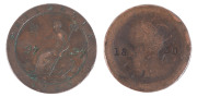 Two 1797 Proclamation pennies with convict related markings "1830" and "45"