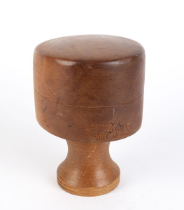 An antique hat block, huon pine, made for GODFREY Department Store, Melbourne 