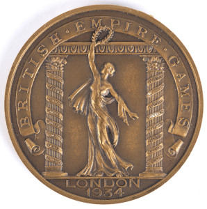 1934 2nd BRITISH EMPIRE GAMES IN LONDON, Participation Medal "British Empire Games/London/1934", bronze, 44mm diameter, in original presentation case. 