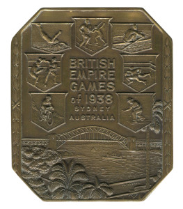 1938 COMMONWEALTH GAMES IN SYDNEY, Participation Medal "British Empire Games of 1938, Sydney, Australia", octagonal, 63x75mm.