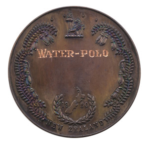 1950 4th BRITISH EMPIRE GAMES IN AUCKLAND, Bronze 3rd Place Winner's Medal "British Empire Games/1950", engraved on reverse "WATER-POLO", in original presentation box.