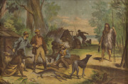 SAMUEL CALVERT (1828-1913) Buckley discovering himself to the early settlers colour lithograph circa 1869 ​later huon pine frame - 2