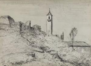 LLOYD FREDERICK REES, Australia (1895-1988) (The Bell Tower) ink and wash on paper signed lower left "L. REES, '26"