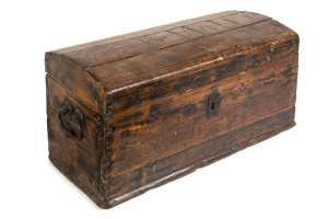 A maritime cabin trunk with domed top, pine and iron, 18th century