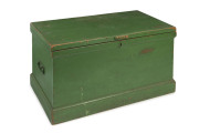 A blanket box, kauri pine with old green painted finish, 19th century