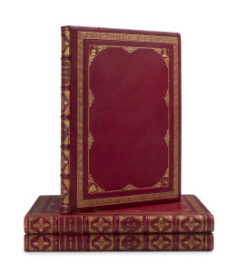 "PICTURESQUE ATLAS OF AUSTRALASIA" edited by Hon. Andrew Garran [SYD, 1886], 3 vol. folio, fine red morocco with embossed gilt spine and boards decorated with kangaroo, emu, tallship and crossed shovel and pick