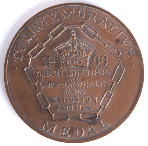 1966 COMMONWEALTH GAMES IN JAMAICA, Participation Medal "1966 VIII British Empire and Commonwealth Games, Kingston, Jamaica", 54mm diameter, in original red cardboard box.