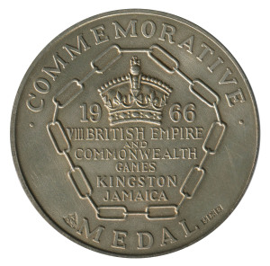 1966 COMMONWEALTH GAMES IN JAMAICA, Silver Participation Medal "1966 VIII British Empire and Commonwealth Games, Kingston, Jamaica", hallmarked silver, 54mm, 68.05 grams.