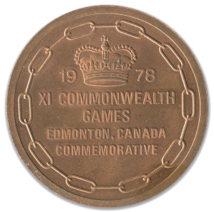 1978 COMMONWEALTH GAMES IN CANADA, Participation Medal "1978 XI Commonwealth Games/Edmonton, Canada", bronze, 43mm diameter.