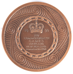 1990 COMMONWEALTH GAMES IN AUCKLAND, Participation Medal "1990 XIV. Commonwealth Games, Auckland, New Zealand", 50mm diameter, in original presentation case.
