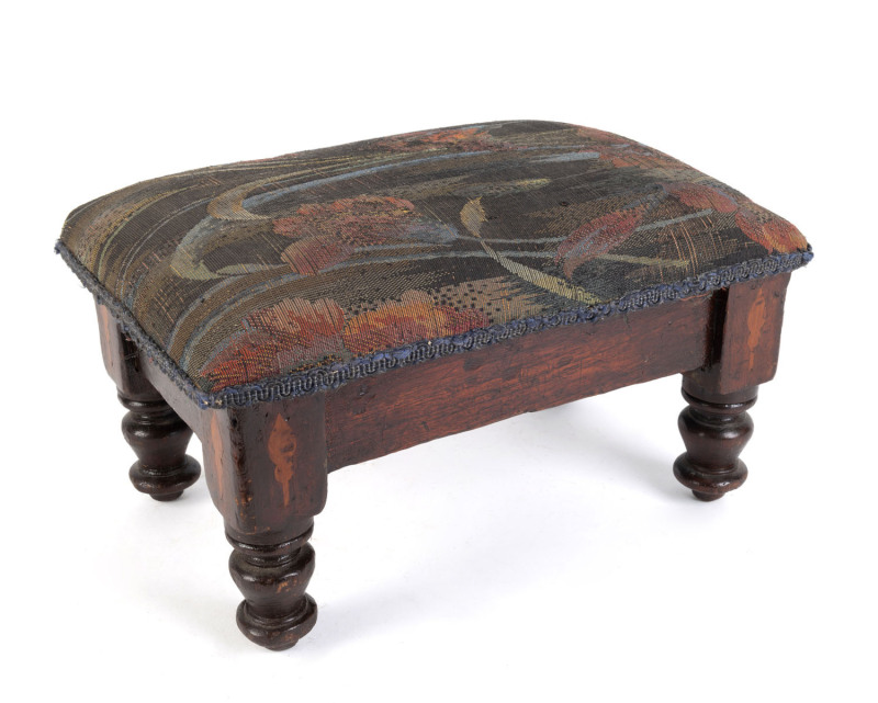 A footstool, Australian cedar inlaid with pine, circa 1850