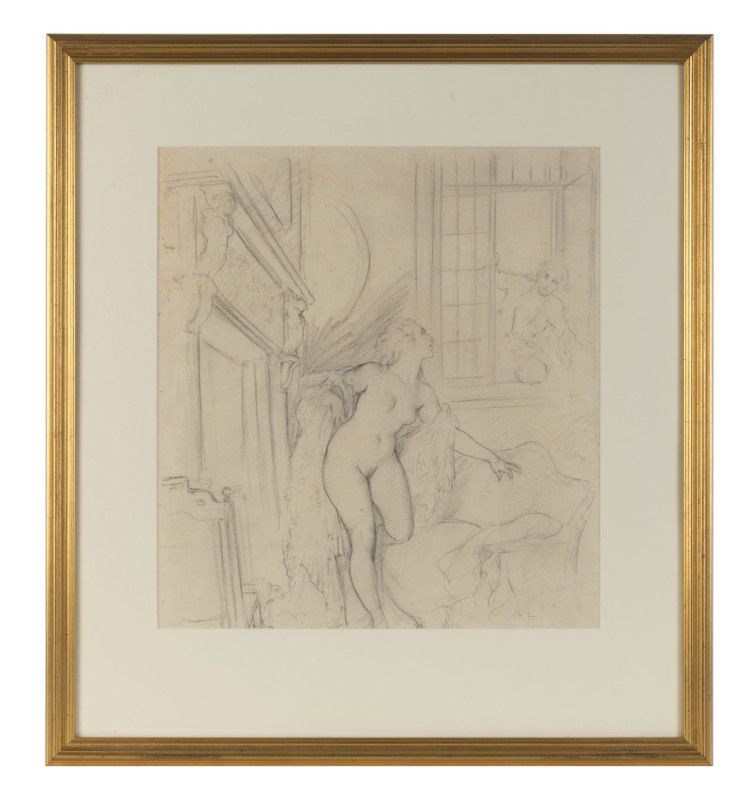 NORMAN LINDSAY (1879-1969) The Lovers pencil an paper signed lower right "N.L." Bloomfield Galleries label verso