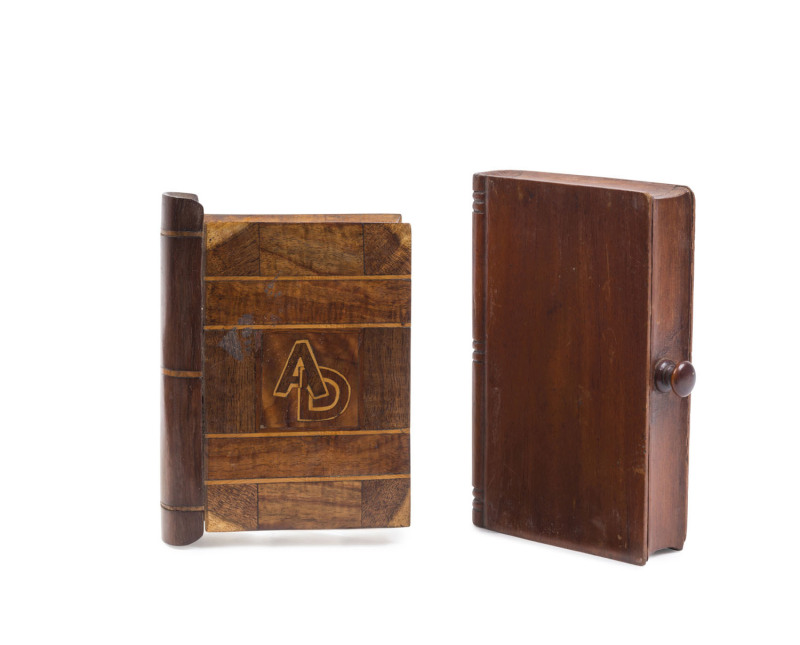 Two Australian book boxes, cedar, blackwood, huon pine, myrtle and pine, 19th century