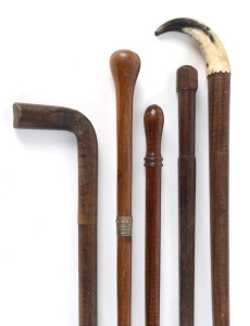 Five Australian walking sticks, fiddleback blackwood, 19th and early 20th century