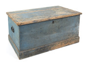 A blanket box, blue painted finish on pine, 19th century