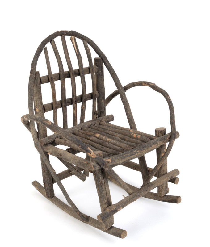 A miniature rocking chair, stick construction, early 20th century