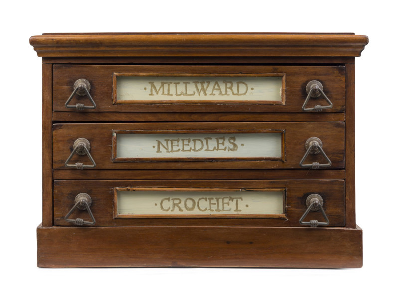 A milliner's chest of drawers, walnut and pine, late 19th century