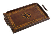 A serving tray inlaid with nautical starburst, fiddleback blackwood, silky oak, Queensland maple, ebony and pine, 19th century - 2