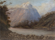 W. BENNETT (New Zealand) Arthur River New Zealand oil on board signed lower left "W. Bennett, 1884, Arthur River N.Z."