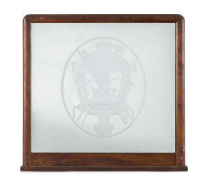 A church mirror, acid etched glass framed in huon pine, Tasmanian origin, 19th century