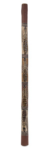 A didgeridoo with cross hatched painted design, wood and natural earth pigments, Arnhem Land, Northern Territory